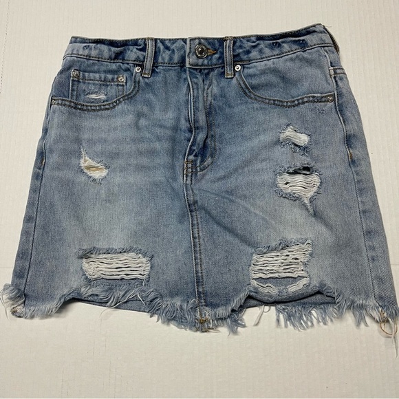 Forever 21 Distressed Denim Skirt - Picture 1 of 7